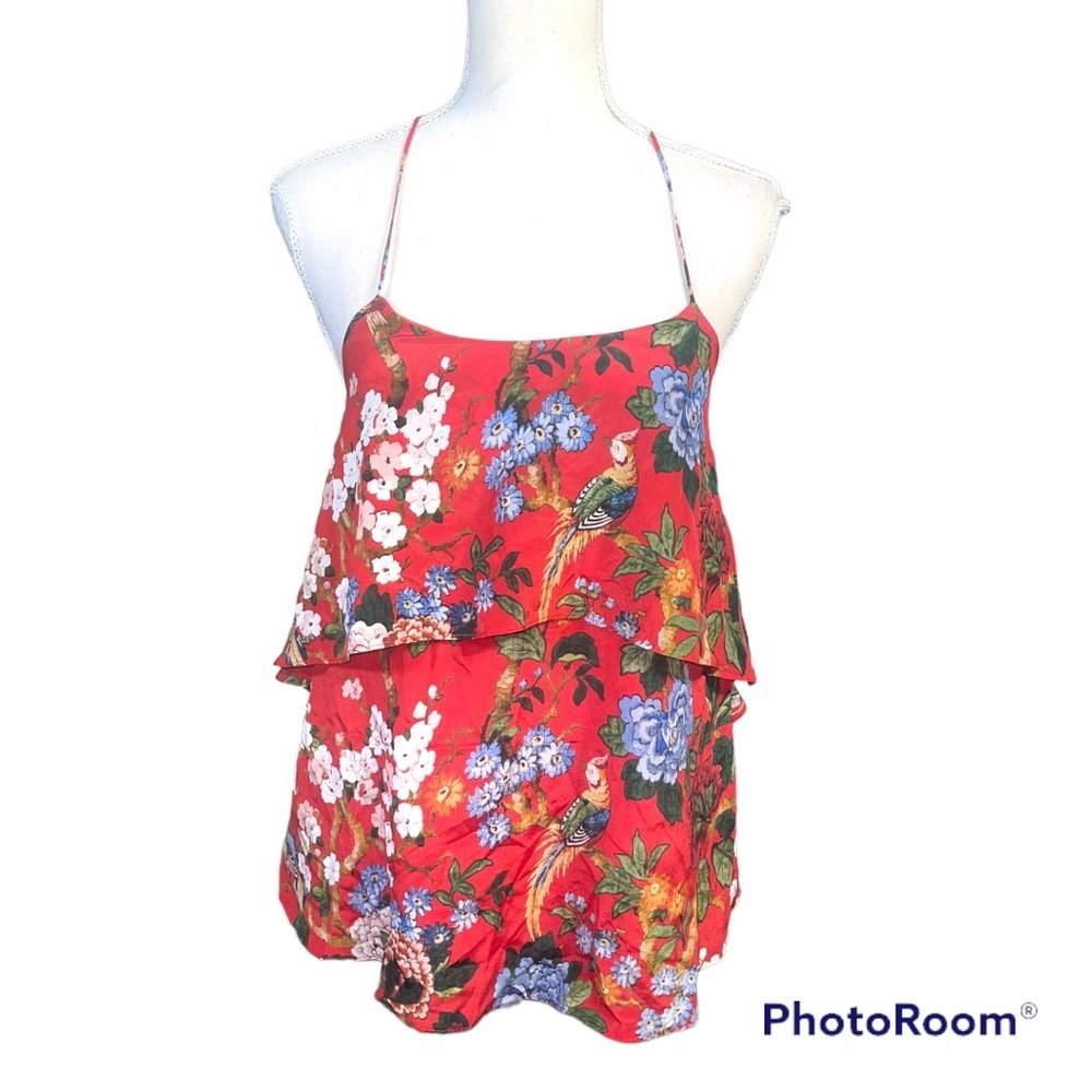 NWT Alice + Olivia Marybeth Sleeveless Floral Ruffle Top - Picture 2 of 6